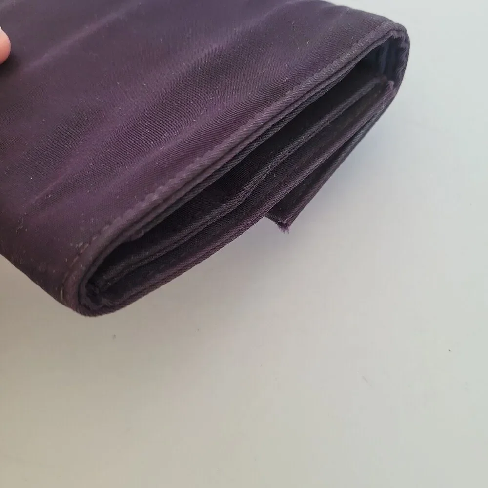 PRADA Vintage Tessuto Chic Purple Nylon Logo‎ Wallet Medium Trifold Card Bill